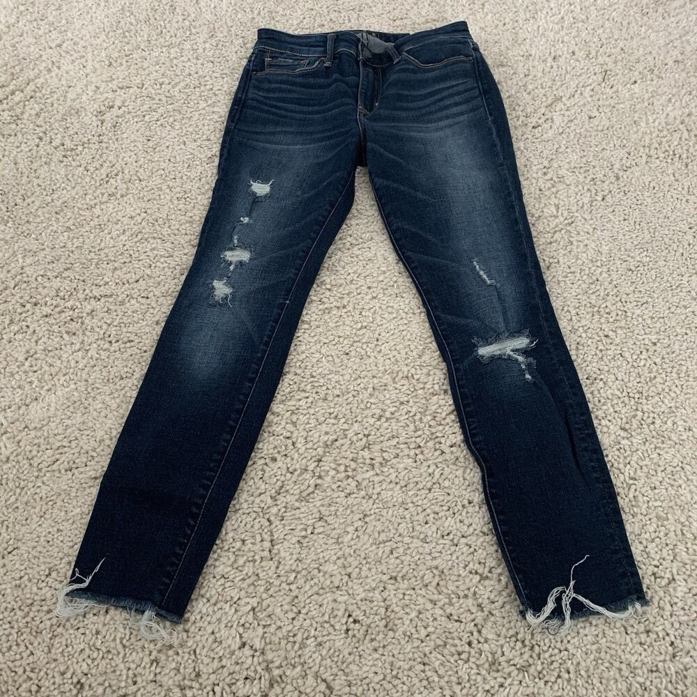 Abercrombie & Fitch Jeans Womens 24 Harper Ankle Skinny Distressed Dark Wash 00